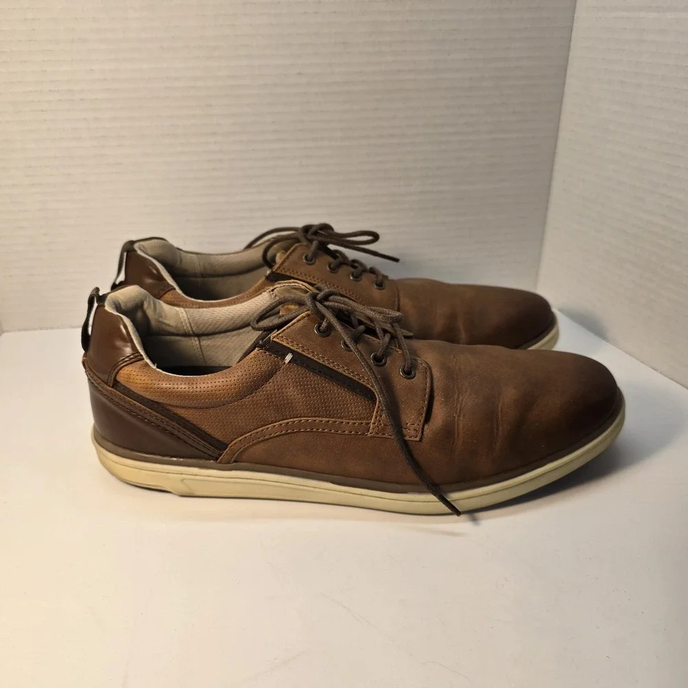 Crown Vintage Men's Size 11M‎ Lace Up Brown Faux Leather Oxford Shoes
